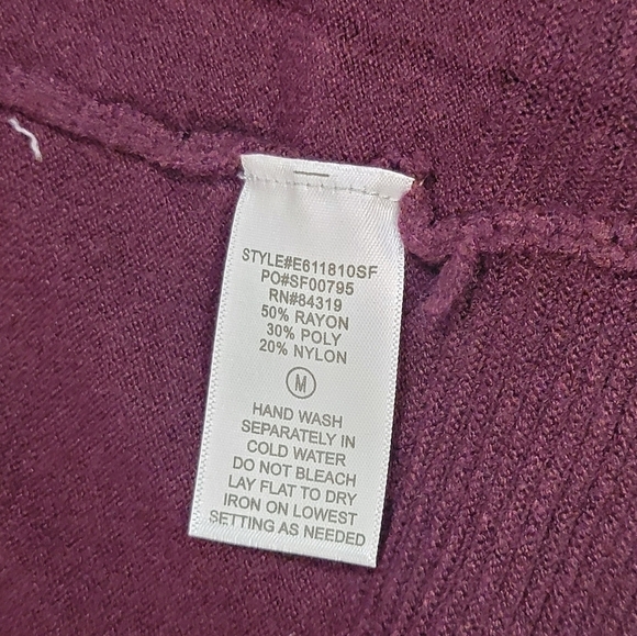 EVOLUTION BY CYRUS ANCHO CHILI Burgandy Open Front Cardigan/Sweater Medium - Picture 7 of 12